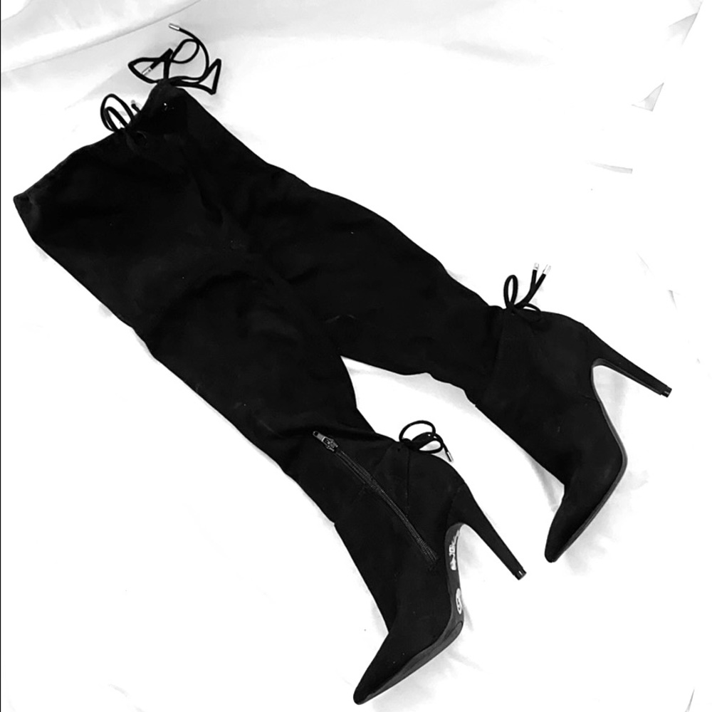 Guess Black Suede Thigh High Boots